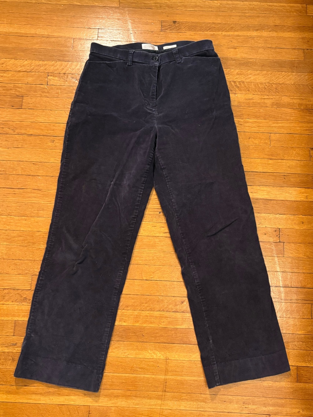 Navy Blue Corduroy Cropped Pants